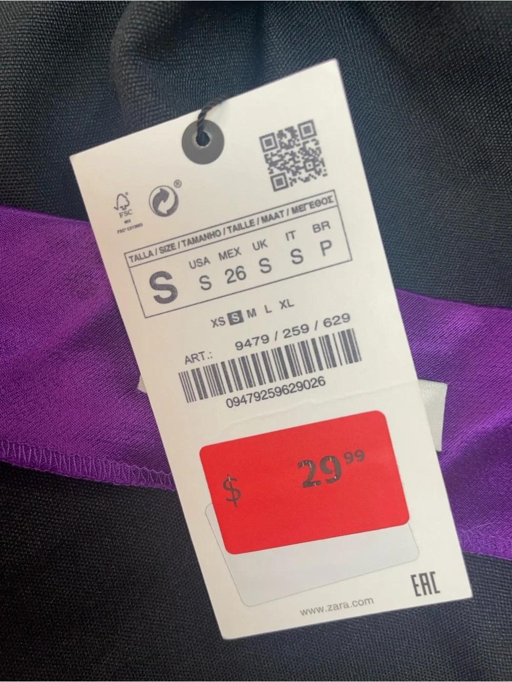 Zara Satin Effect Hi-Rise Mini Skirt Purple